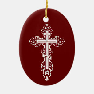 Orthodox cross ceramic tree decoration