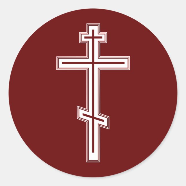 Orthodox cross classic round sticker (Front)