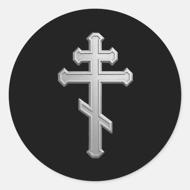 Orthodox cross classic round sticker (Front)