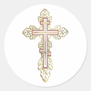 Orthodox cross classic round sticker