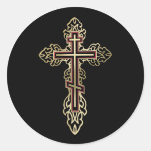 Orthodox cross classic round sticker