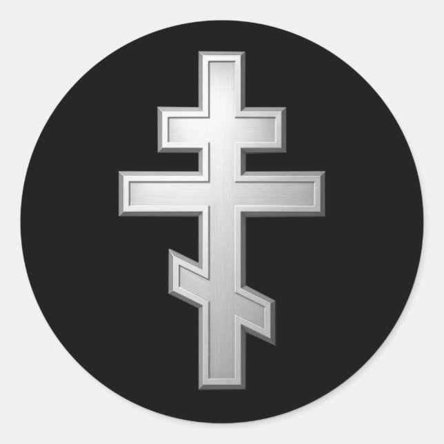 Orthodox cross classic round sticker (Front)