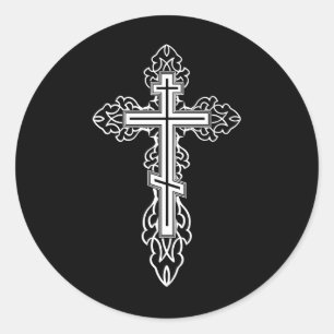 Orthodox cross classic round sticker