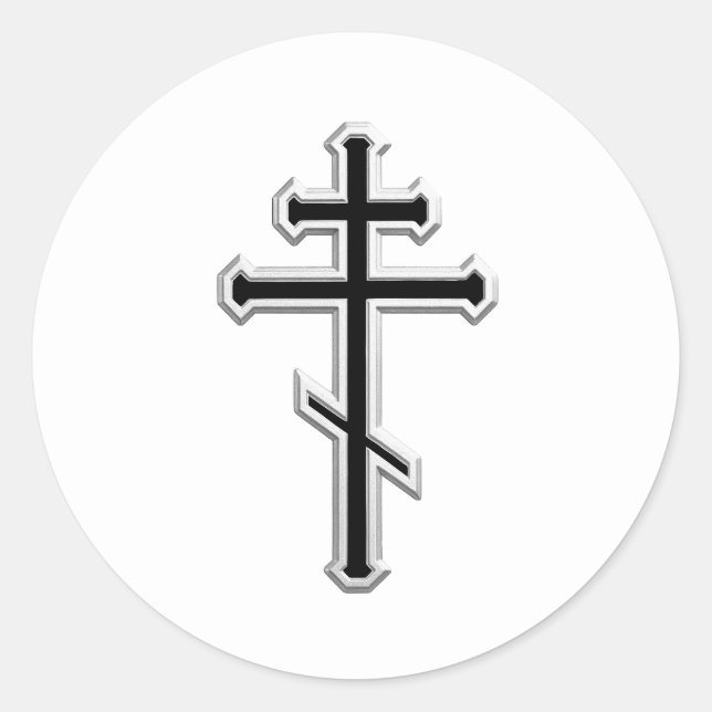 Orthodox cross classic round sticker (Front)