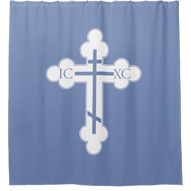 Orthodox cross shower curtain (Front)