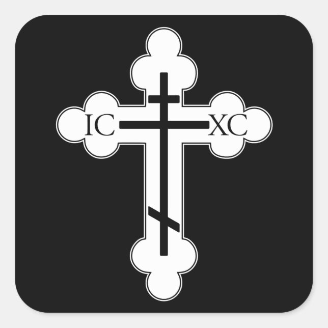 Orthodox cross square sticker (Front)
