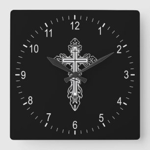 Orthodox cross square wall clock