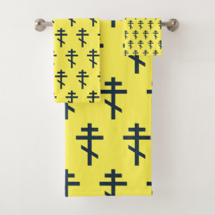 Orthodox Eight-Pointed Cross Sacred Devotional Art Bath Towel Set