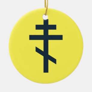 Orthodox Eight-Pointed Cross Sacred Devotional Art Ceramic Tree Decoration