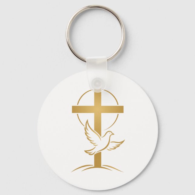 Orthodox Faith Cross & Dove Key Ring (Front)