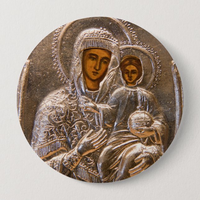 Orthodox icon 10 cm round badge (Front)