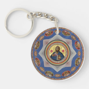 orthodox icon god church religion saint key ring