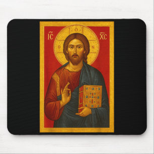 Orthodox Icon Of Jesus Christ Pantocrator  Mouse Mat