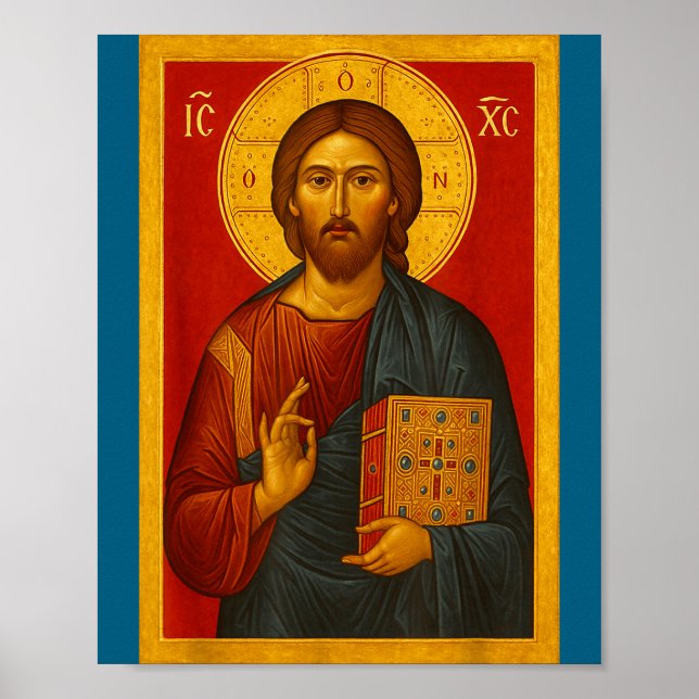 Orthodox Icon Of Jesus Christ Pantocrator  Poster (Front)