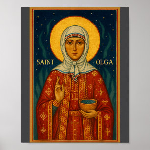 Orthodox Icon Of Saint Olga Of Alaska  Poster