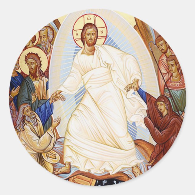 Orthodox Icon of the Anastasis Resurrection Classic Round Sticker (Front)