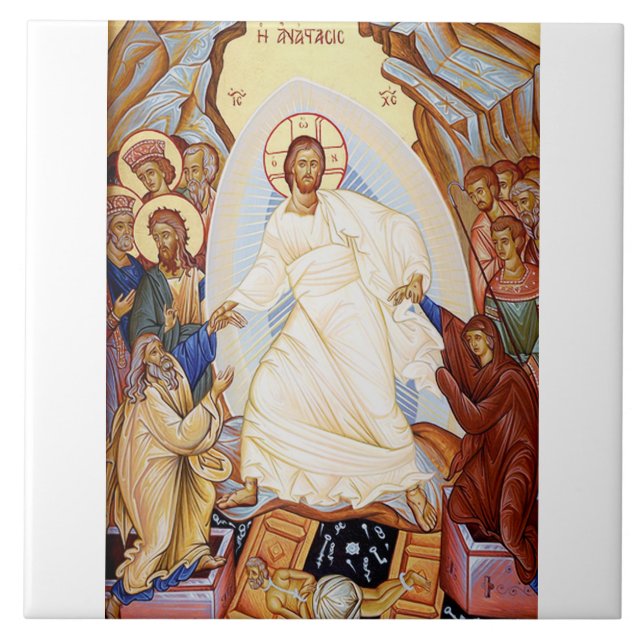 Orthodox Icon of the Anastasis Resurrection Tile (Front)