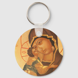 Orthodox Icon of Virgin Mary and Baby Jesus Key Ring