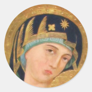 Orthodox ICON Serene Madonna Classic Round Sticker