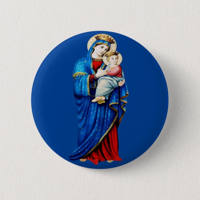 Orthodox Icon Theotokos Virgin Mary and Child  6 Cm Round Badge (Front)