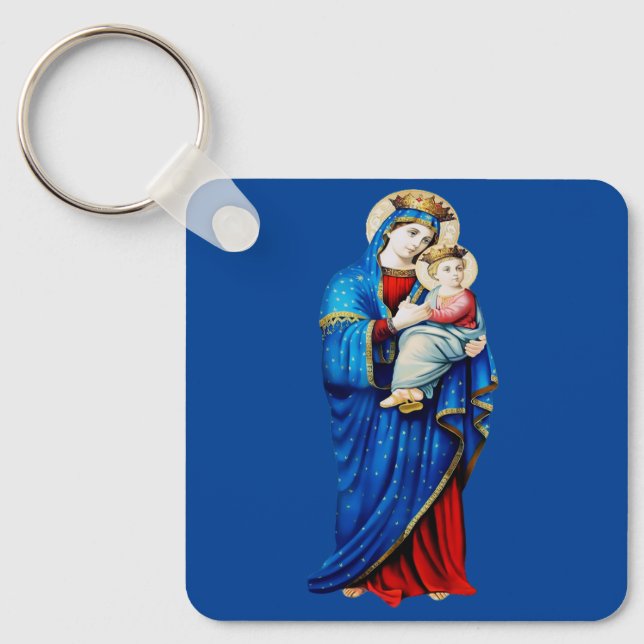 Orthodox Icon Theotokos Virgin Mary and Child  Key Ring (Front)