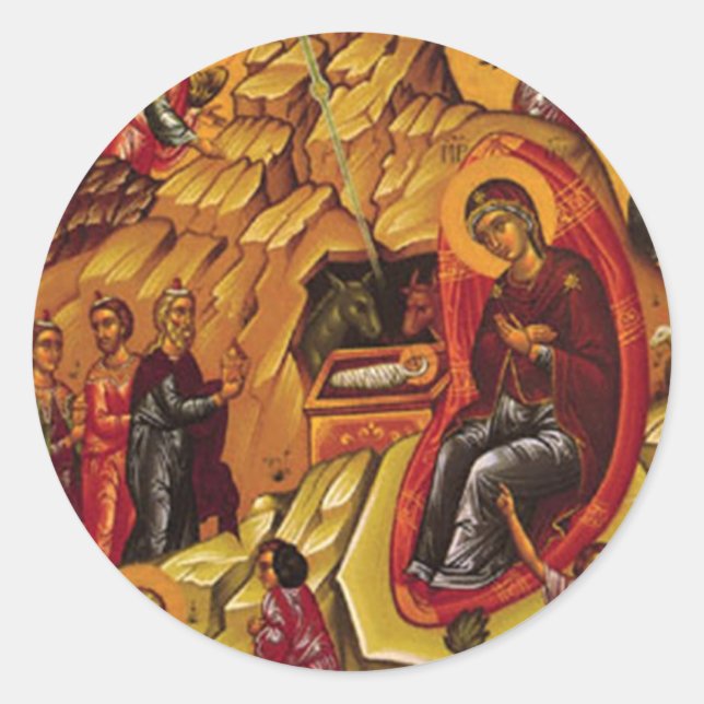 Orthodox Nativity Classic Round Sticker (Front)