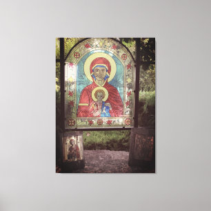 Orthodox Stained Glass Mother Mary  Canvas Print