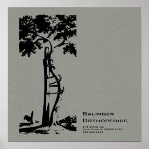 Orthopaedic Crooked Tree Grey Faux Flannel Poster