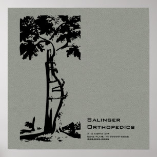 Orthopaedic Crooked Tree Grey Faux Flannel Poster