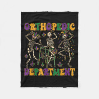 Orthopaedic Department Mardi Gras Nurse Skeleton Fleece Blanket