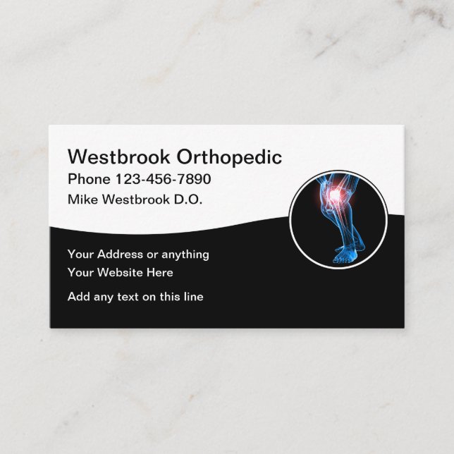Orthopaedic Medical Office Professional Business Card (Front)