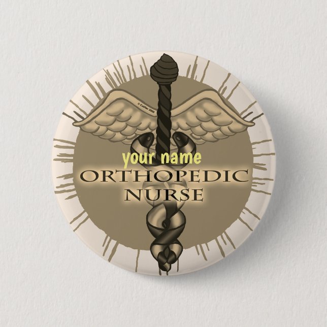 Orthopaedic Nurse Caduceus  pin button (Front)
