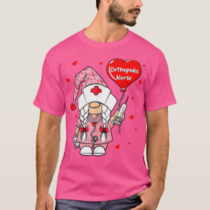 Orthopaedic Nurse Funny Gnome Heart Valentines Day T-Shirt