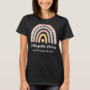 Orthopaedic Nurse Heal Motivate Inspire Boho Rainb T-Shirt