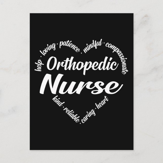 Orthopaedic Nurse Heart Word Cloud Holiday Postcard (Front)
