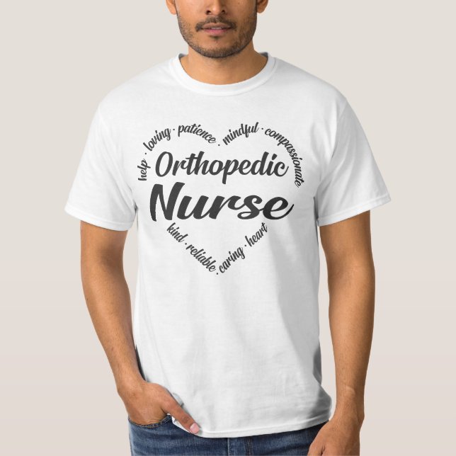 Orthopaedic Nurse Heart Word Cloud T-Shirt (Front)