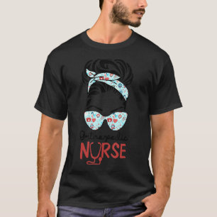 Orthopaedic Nurse Messy Bun Love Heart Stethoscope T-Shirt