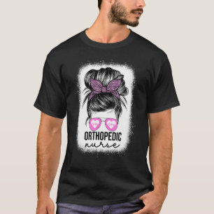 Orthopaedic Nurse Nursing Leopard Messy Bun Women T-Shirt