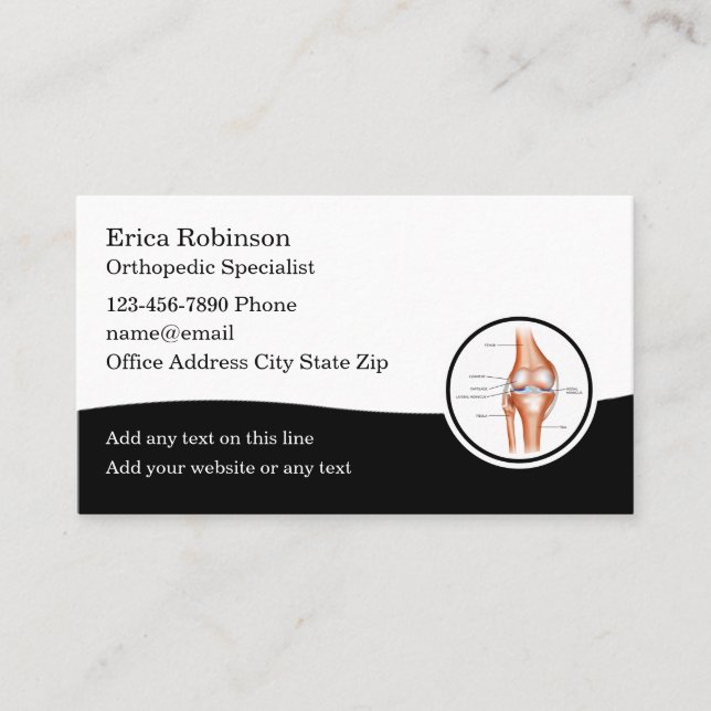 Orthopaedic Specialist Medical Business Cards (Front)
