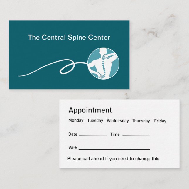 Orthopaedic Spine Care Appointment Business Cards  (Front/Back)
