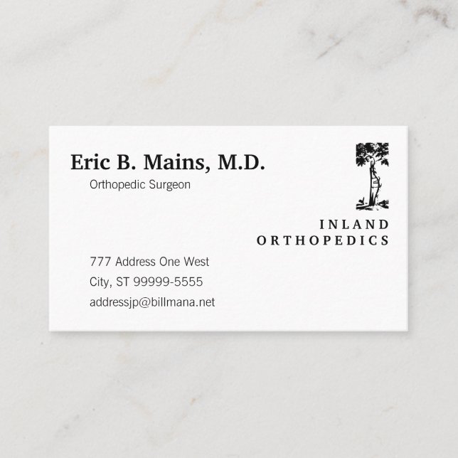 Orthopaedic Surgeon Crooked Tree Business Card (Front)