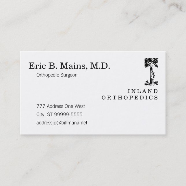 Orthopaedic Surgeon Crooked Tree Business Card (Front)