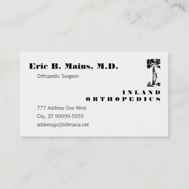 Orthopaedic Surgeon Crooked Tree Normande Business Card (Front)