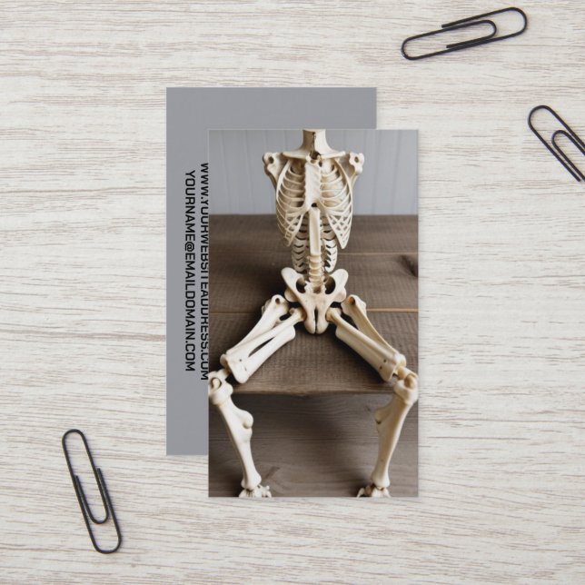 Orthopaedic Surgeon Sitting Skeleton Business Card (Front/Back In Situ)