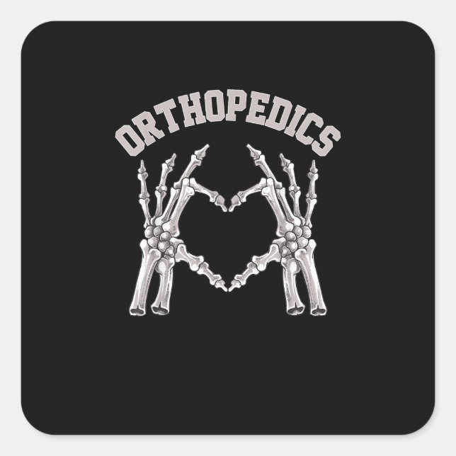 Orthopaedics Skeleton Hand Heart Ortho Nurse Rn Cr Square Sticker (Front)