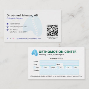 Orthopedic Physical Therapy Modern Appointment Business Card