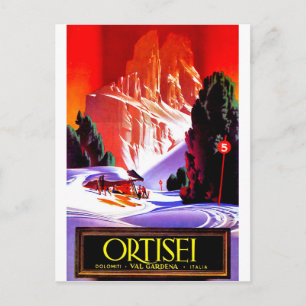 Ortisei, Dolomiti Alps, Val Gardena ski, Italy Postcard