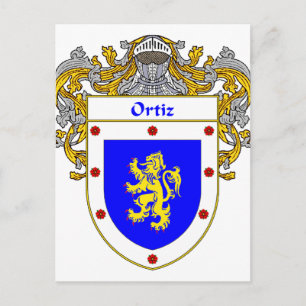 Ortiz Coat of Arms (Mantled) Postcard
