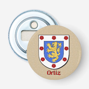 Ortiz Heraldic Arms on Parchment Style Back Bottle Opener