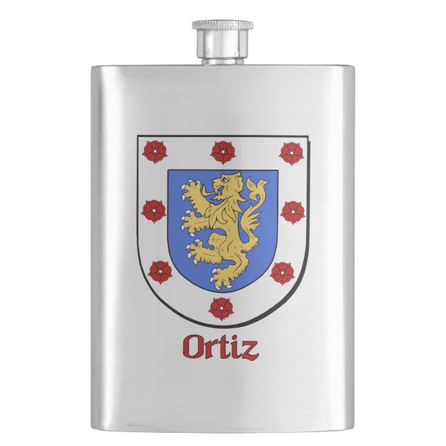 Ortiz Heraldic Shield Hip Flask (Front)